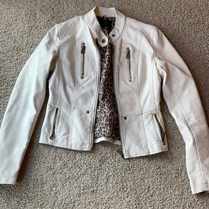 Small, White leather jacket.